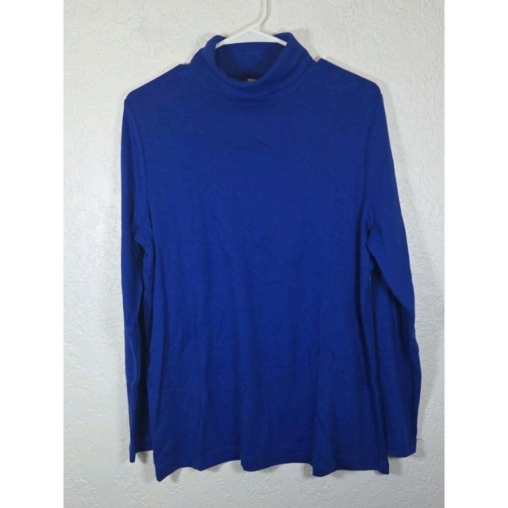 Women's Chico's Blue Turtleneck Long Sleeve Pullover Knit Top Sz (3) XL